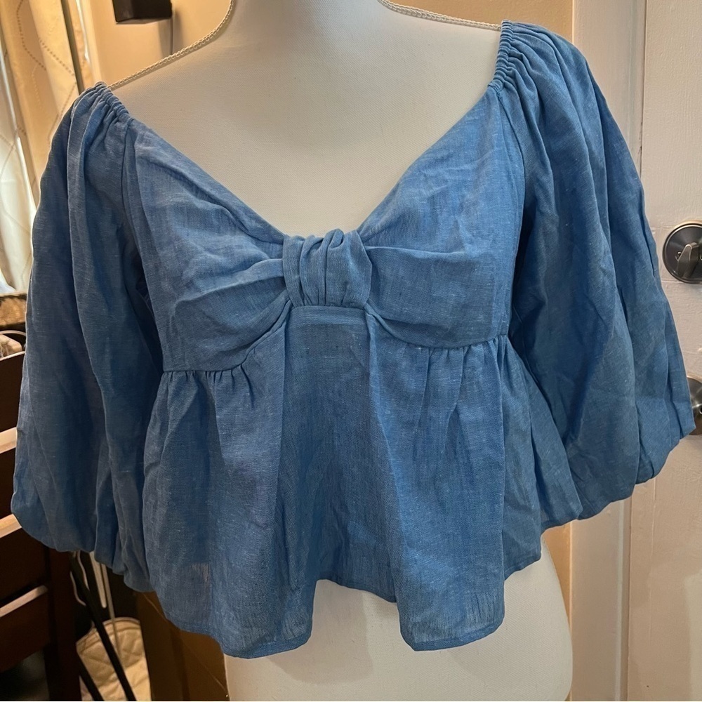 ZARA linen blend knotted top (L) - Picture 10 of 17